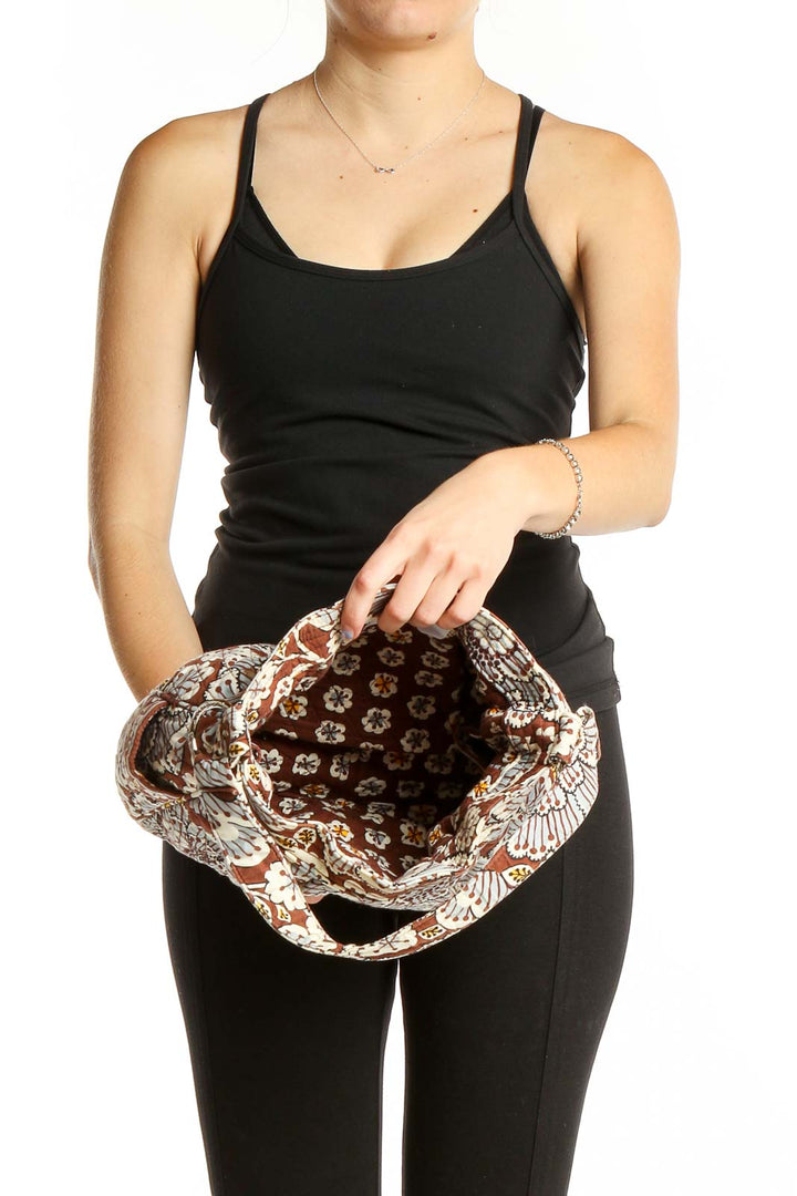 Interior view of Vera Bradley brown floral print shoulder bag