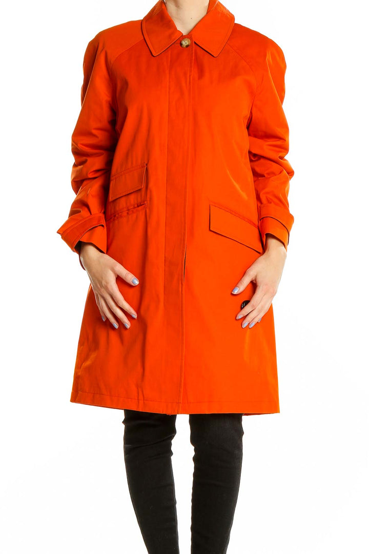 Front view of orange MICHAEL Michael Kors wool blend long coat