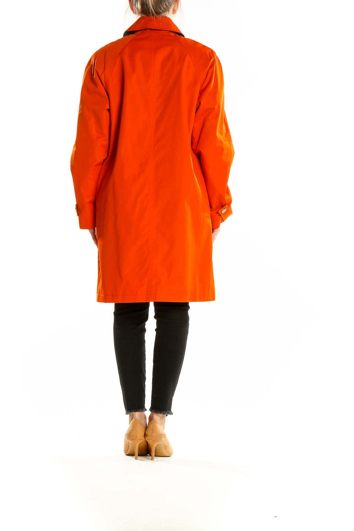 Back view of orange MICHAEL Michael Kors wool blend long coat