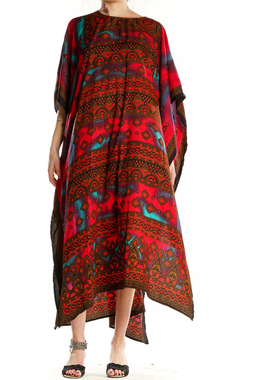 Red Brown Aztec Print Dress