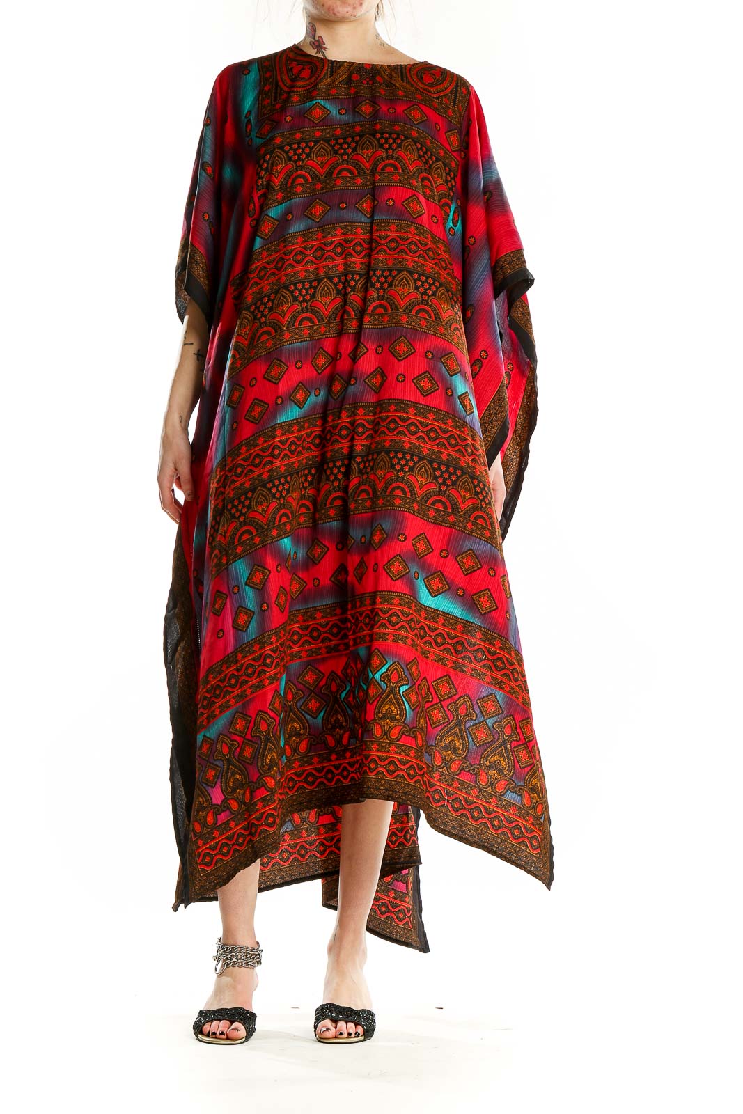 Red Brown Aztec Print Dress