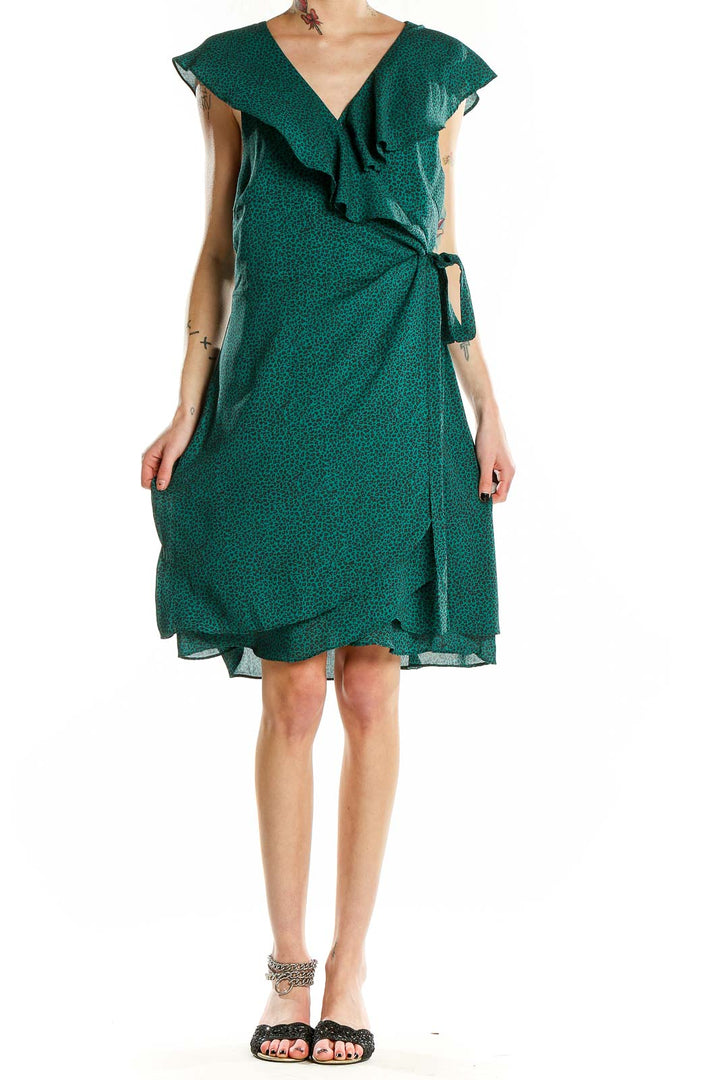 Green Printed Wrap Dress