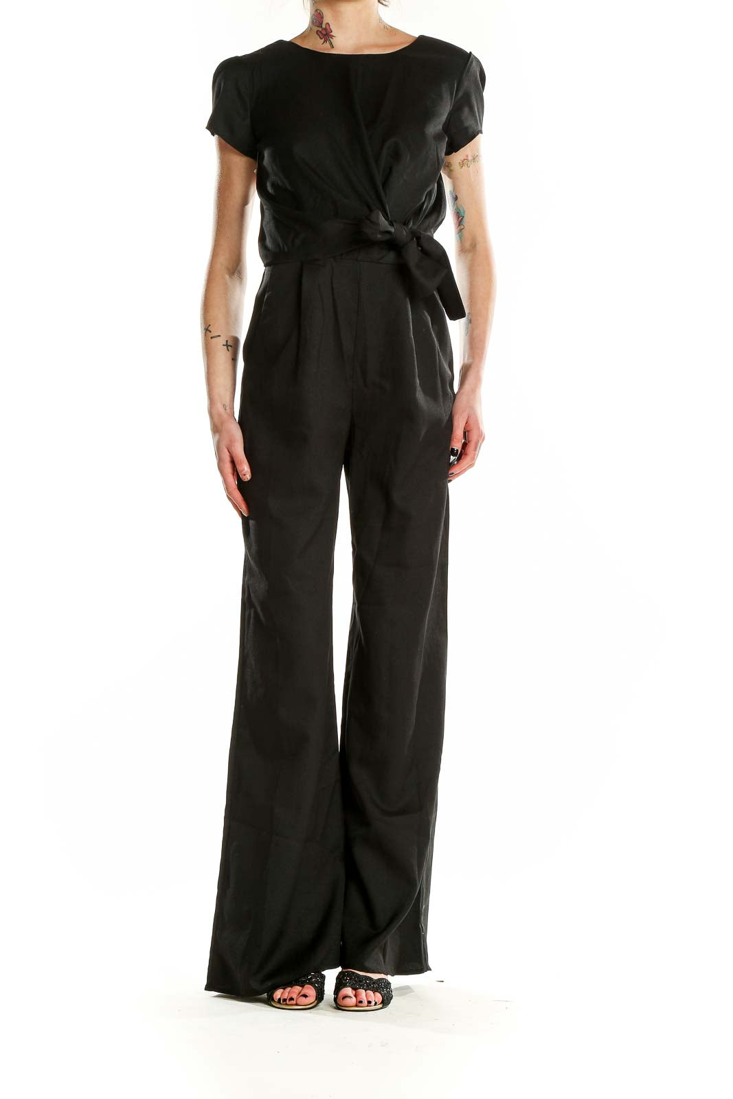 Black Shorts Sleeve Jumpsuit