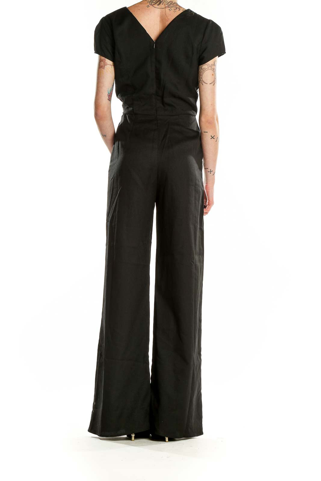 Black Shorts Sleeve Jumpsuit