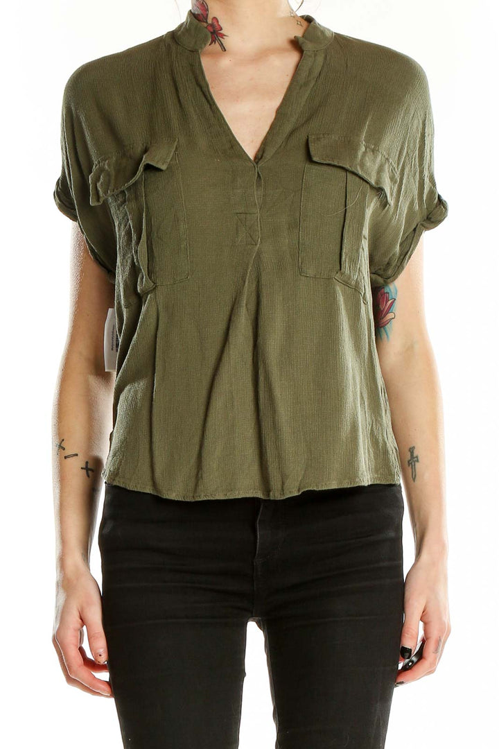 Green Shorts Sleeve Top