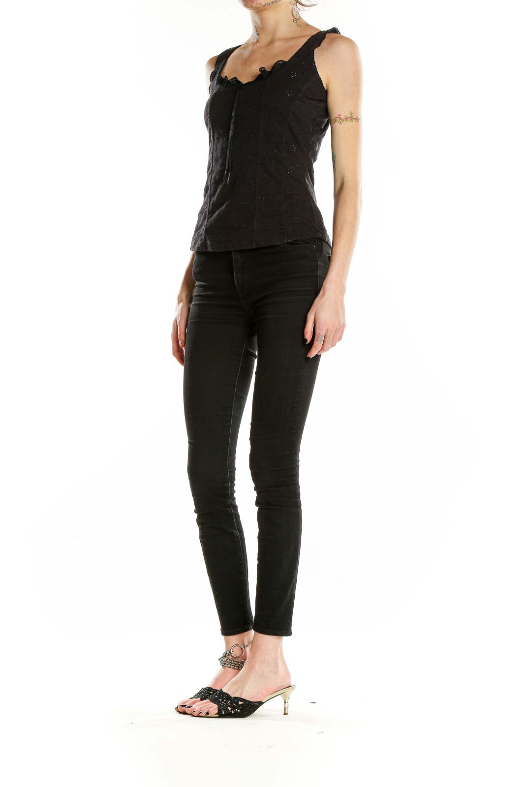 Black Sweetheart Neck Blouse