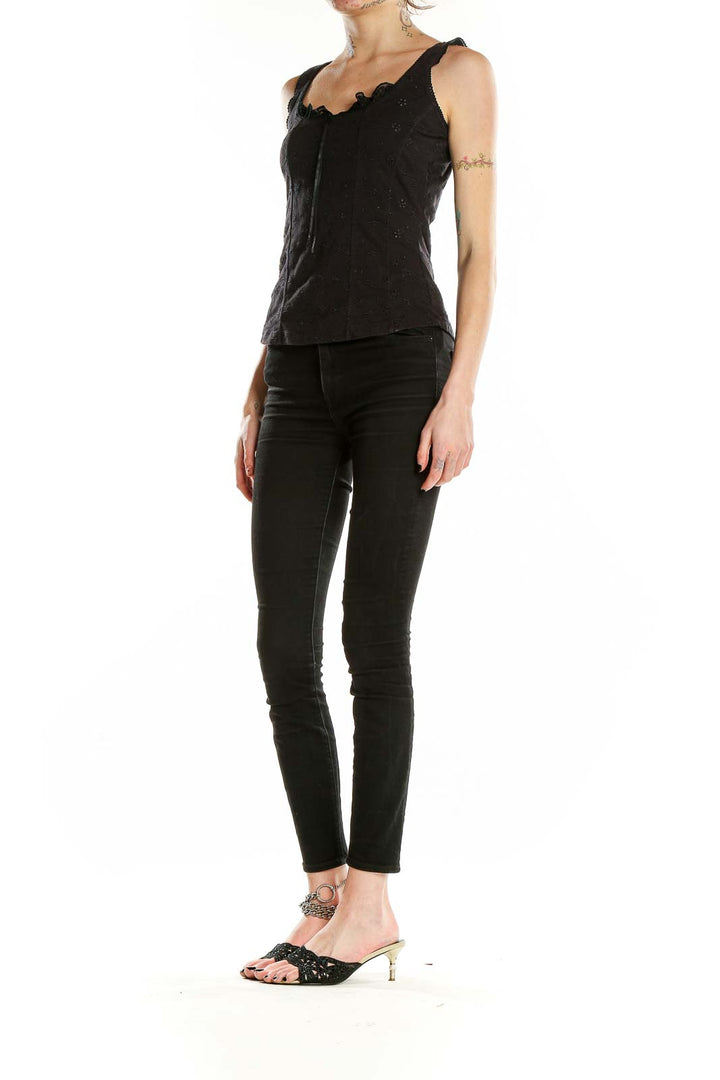Black Sweetheart Neck Blouse