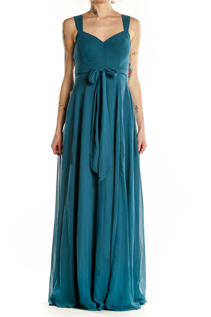 Blue Sweetheart Neck Evening Dress