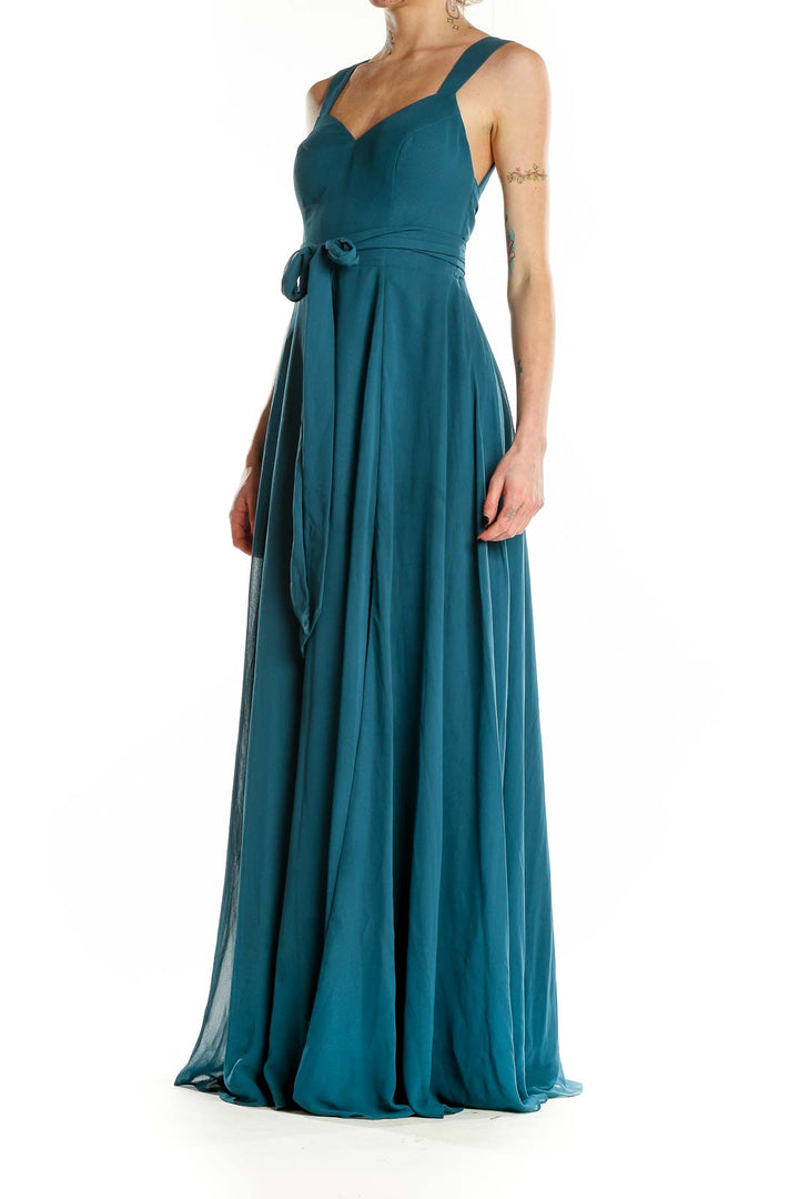 Blue Sweetheart Neck Evening Dress