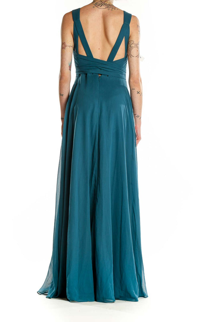 Blue Sweetheart Neck Evening Dress