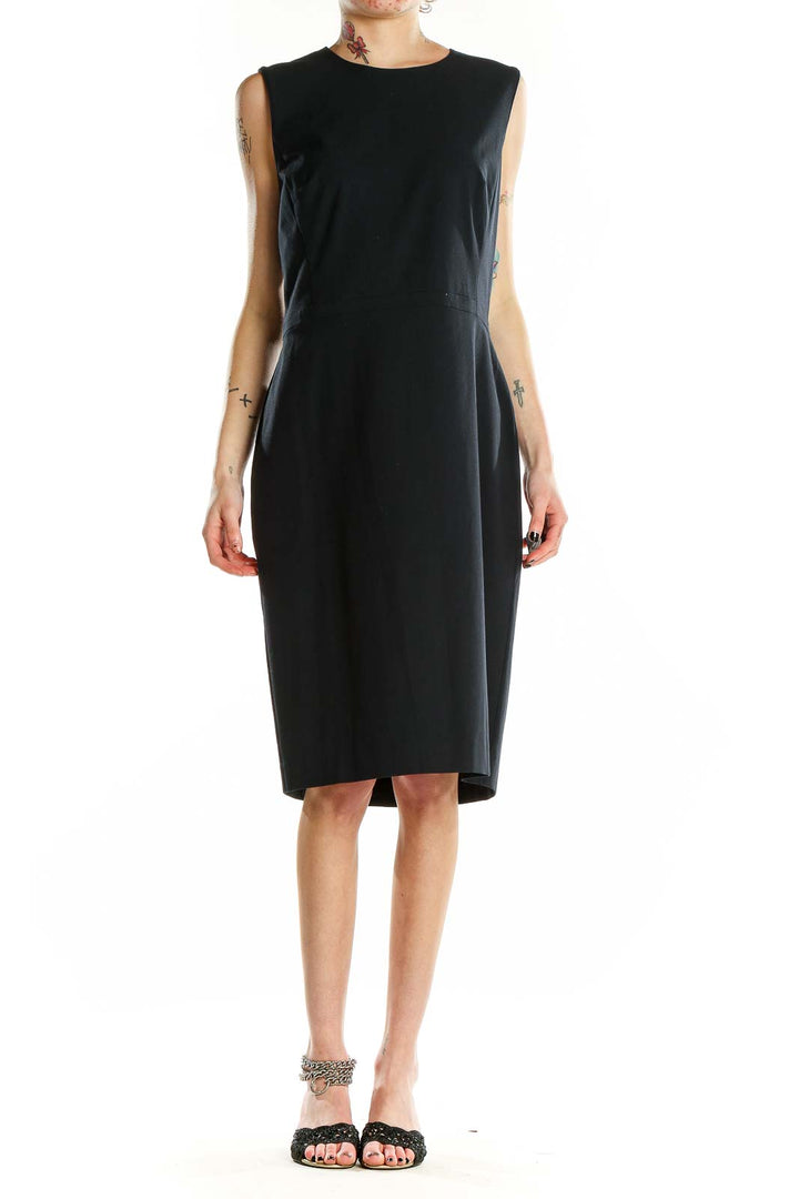 Front view of Ann Taylor black sleeveless sheath dress