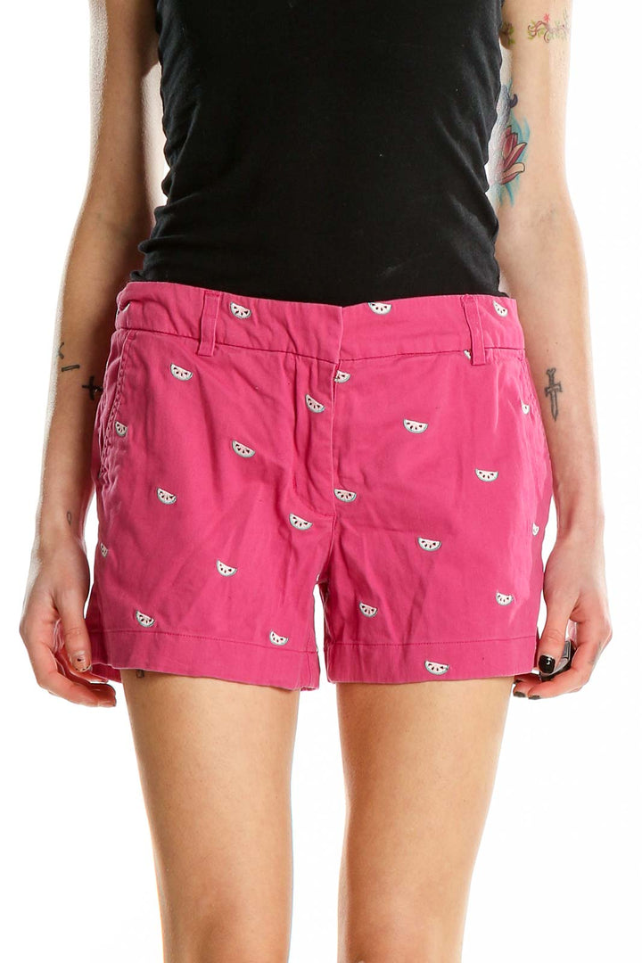 Pink Embroidered Shorts