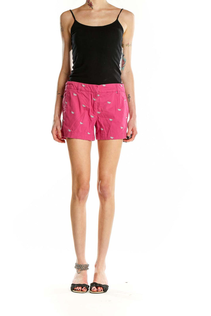 Pink Embroidered Shorts